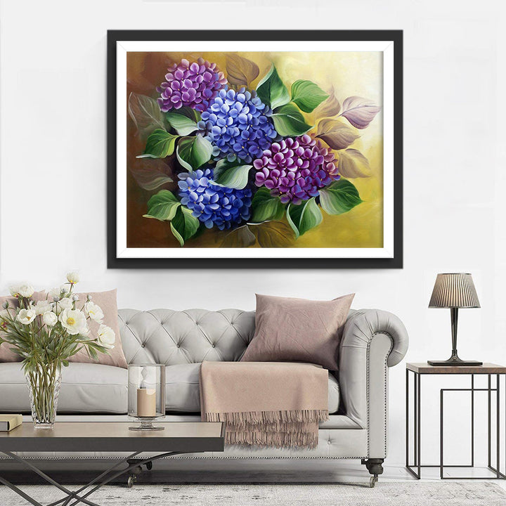 Blauwpaarse Hortensia’s Diamond Painting