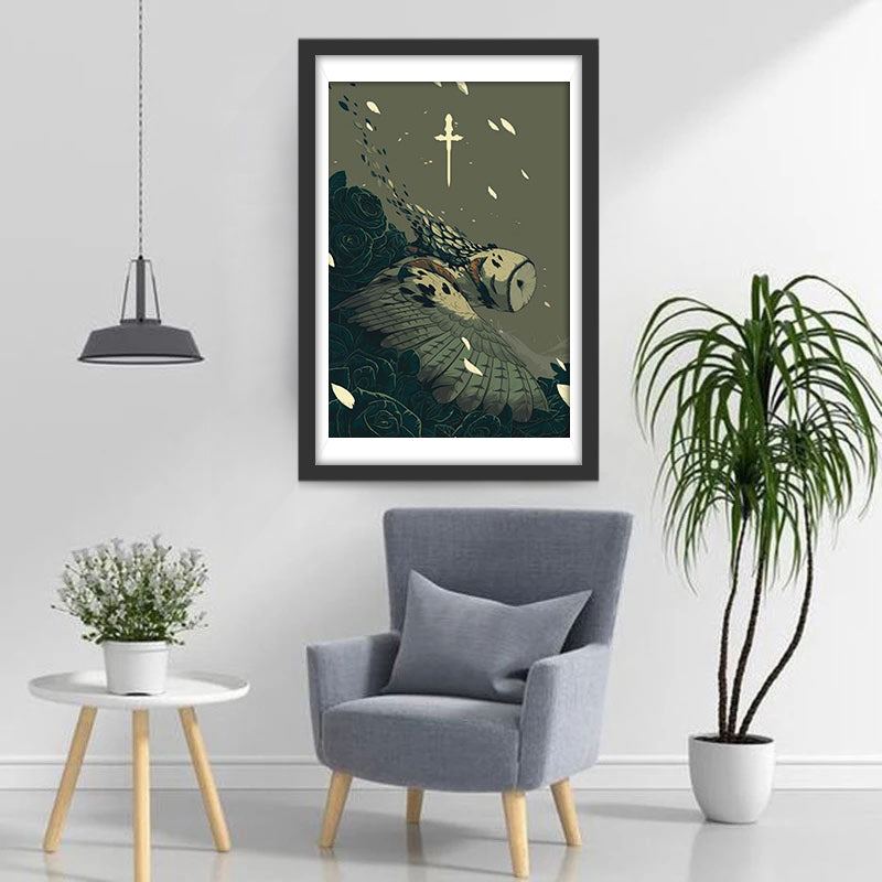 Bloemen en Grote Vogelvleugels Diamond Painting