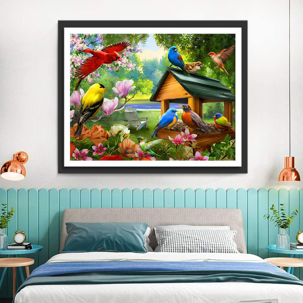 Bloemen en Vogels in het Bos Diamond Painting
