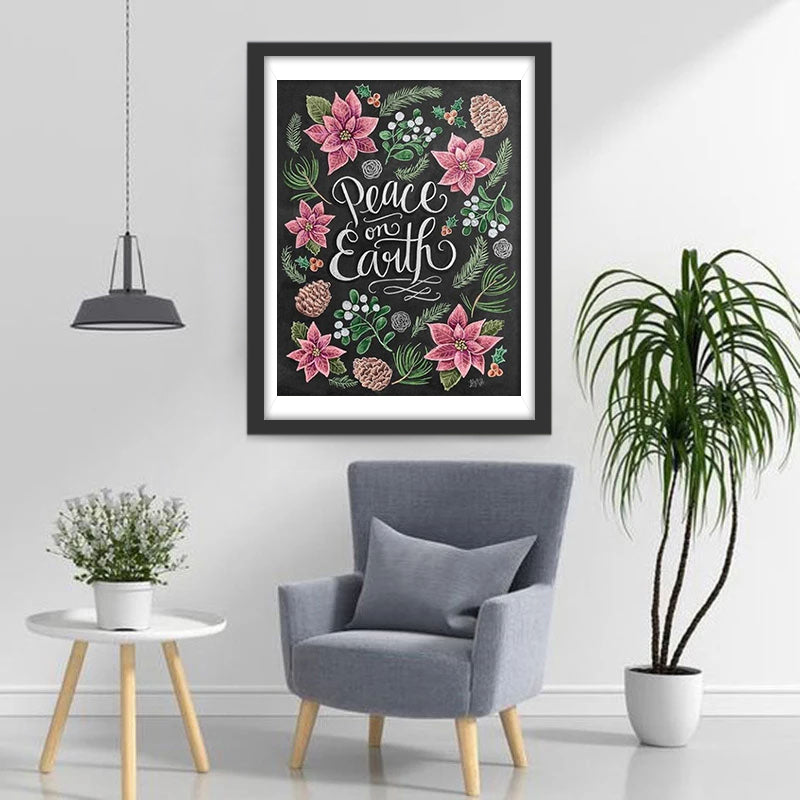 Bloemen omringen de Woorden Diamond Painting