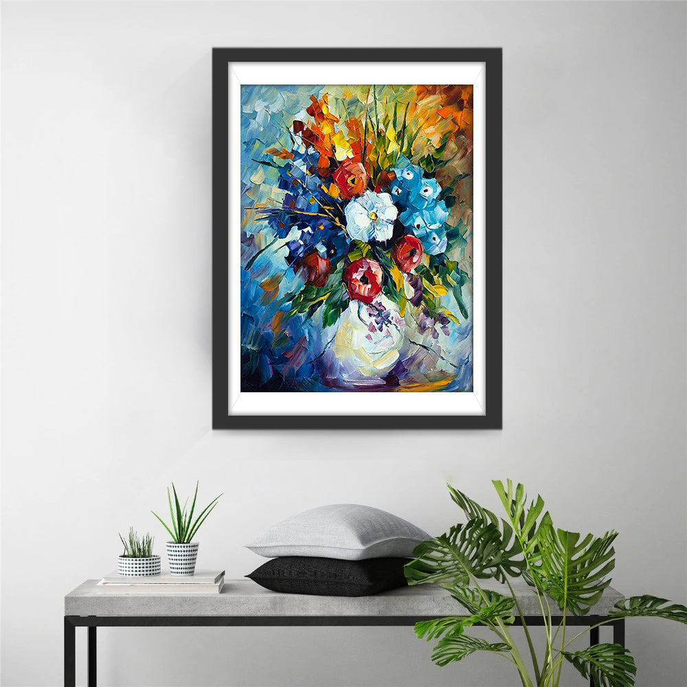 Bloemen op een Olieverfdoek Diamond Painting