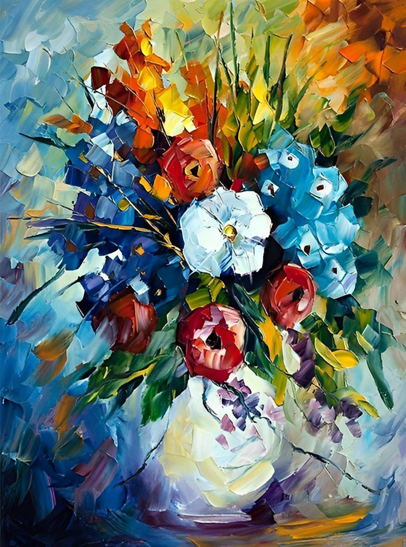 Bloemen op een Olieverfdoek Diamond Painting