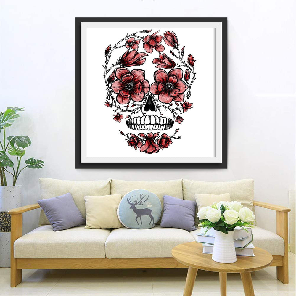Bloemenschedel Diamond Painting
