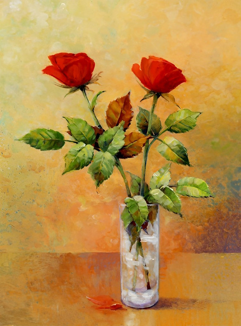 Bloemstuk in een Glazen Fles Diamond Painting