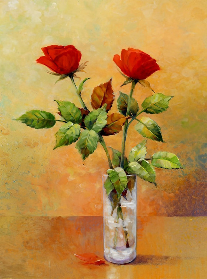 Bloemstuk in een Glazen Fles Diamond Painting