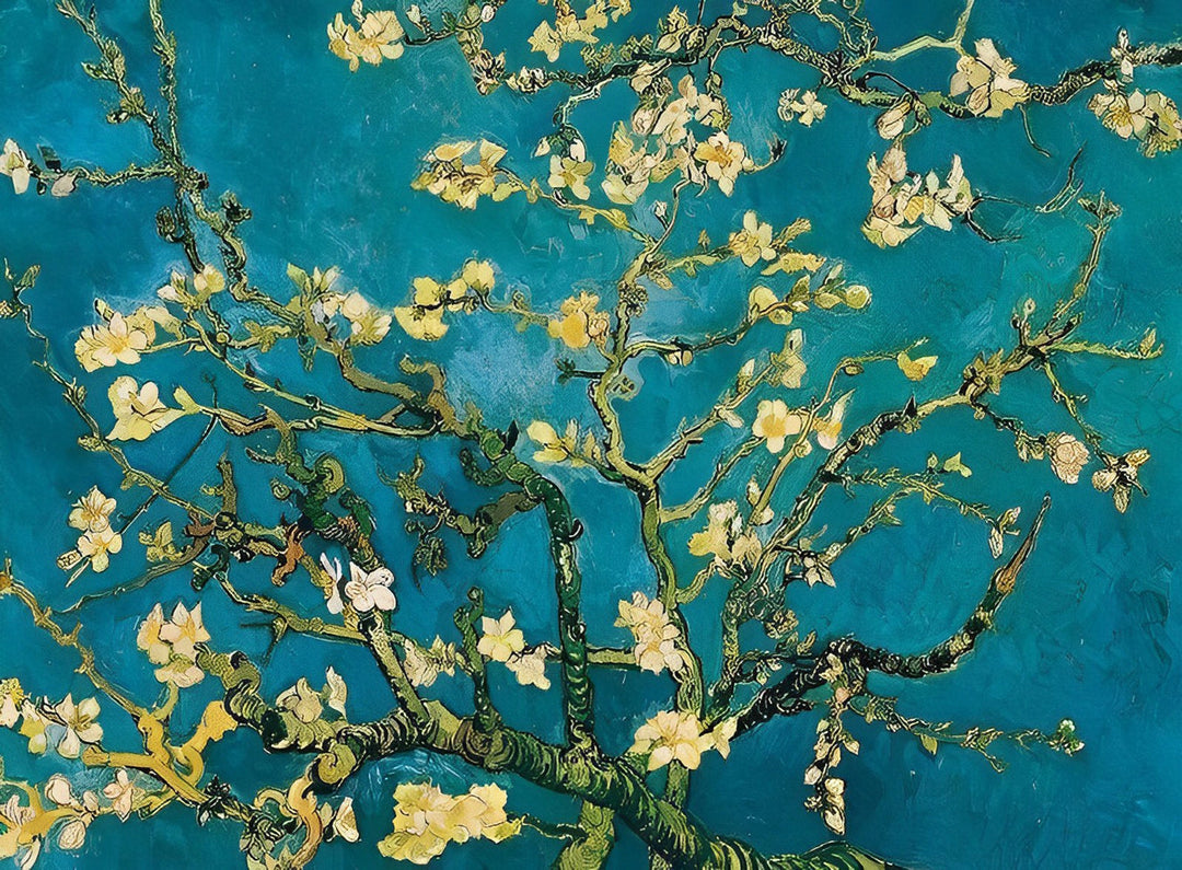 Bloesemtakken op Blauwe Achtergrond Diamond Painting