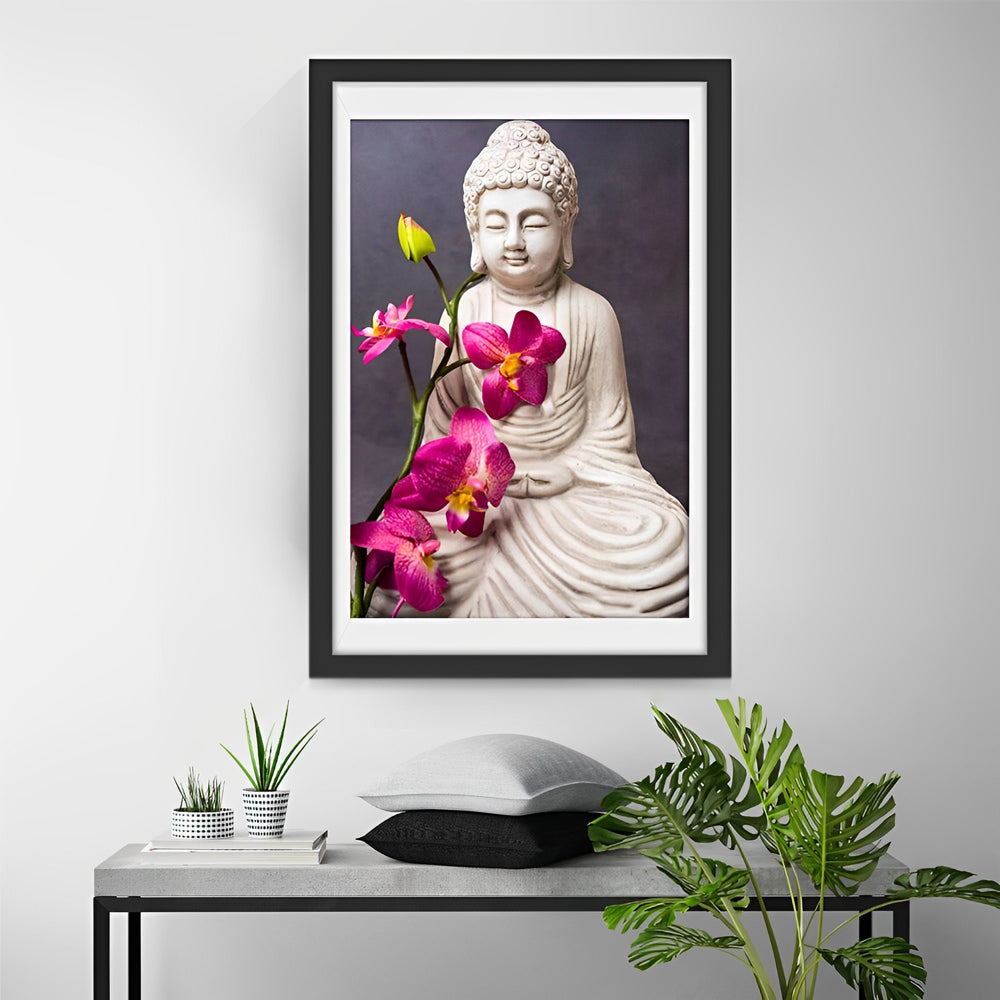 Boeddha met Orchideeën Diamond Painting