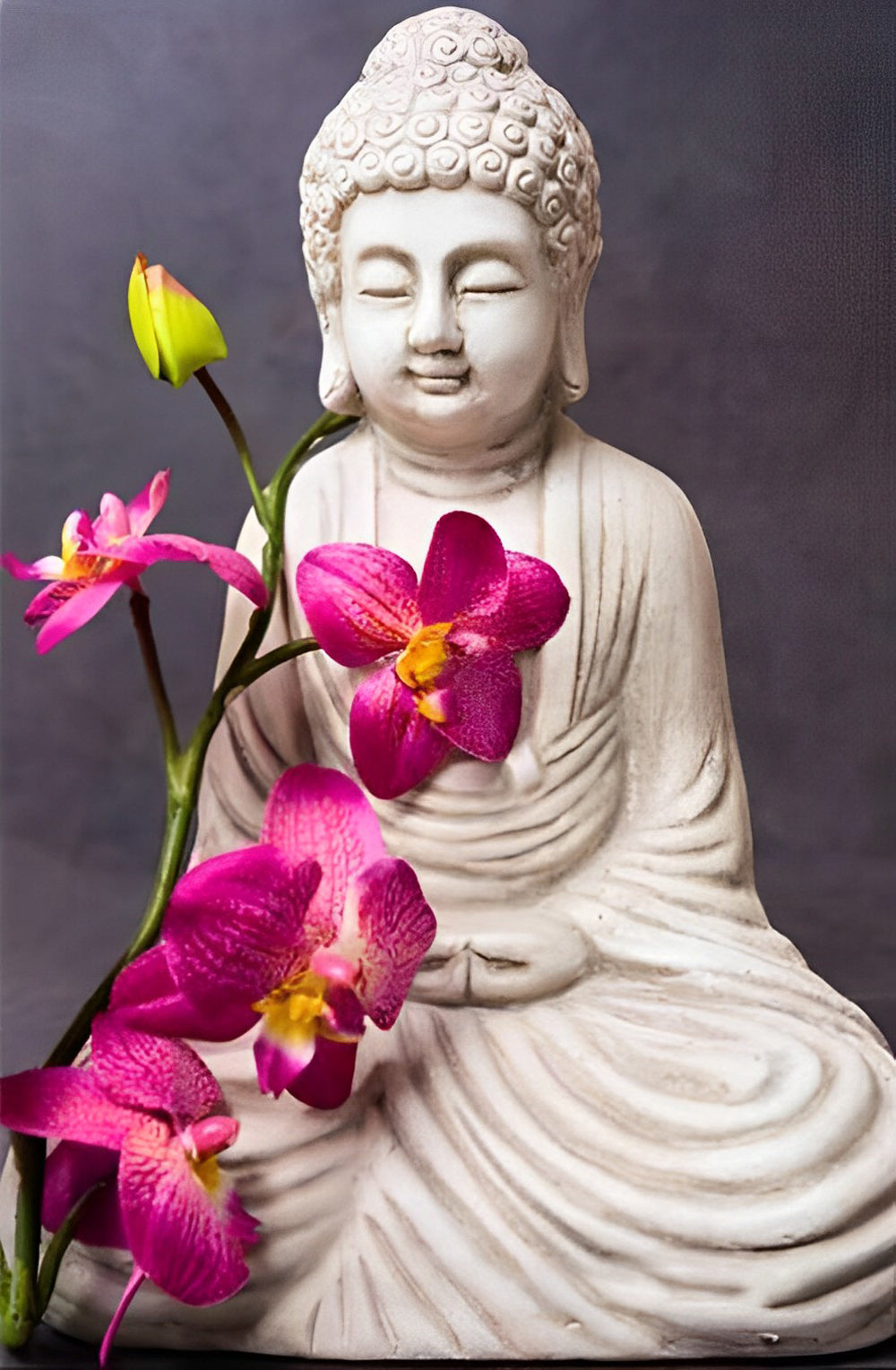 Boeddha met Orchideeën Diamond Painting