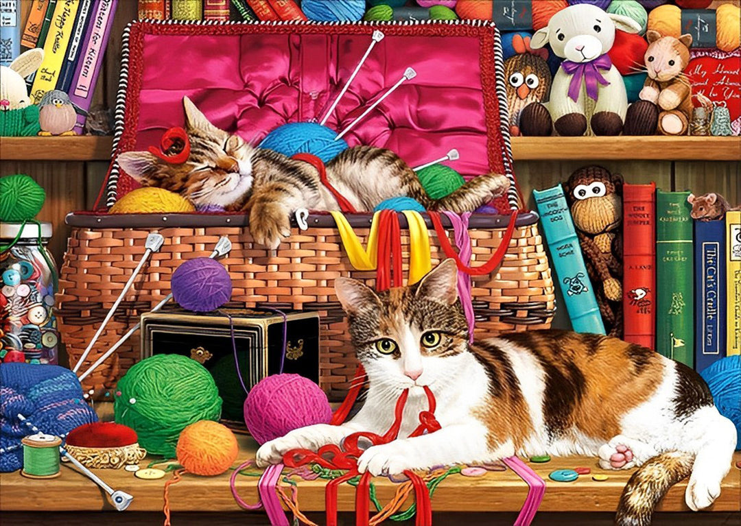 Bollen wol en Katten Diamond Painting