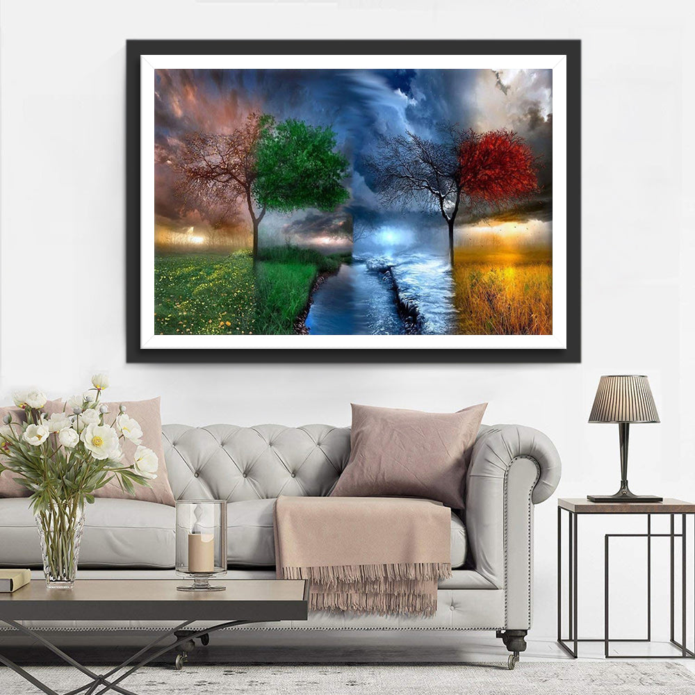 Bomen in Vier Seizoenen Diamond Painting