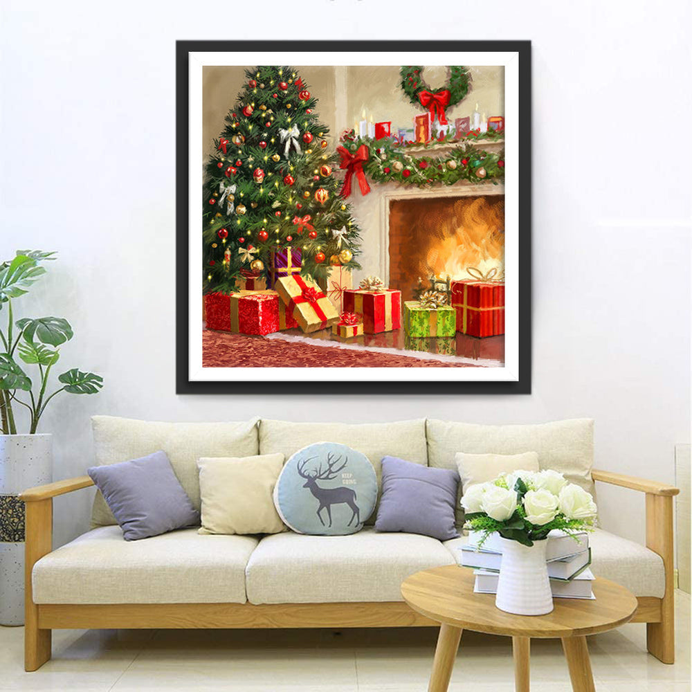 Boom, Haard en Overvloed aan Geschenken Diamond Painting