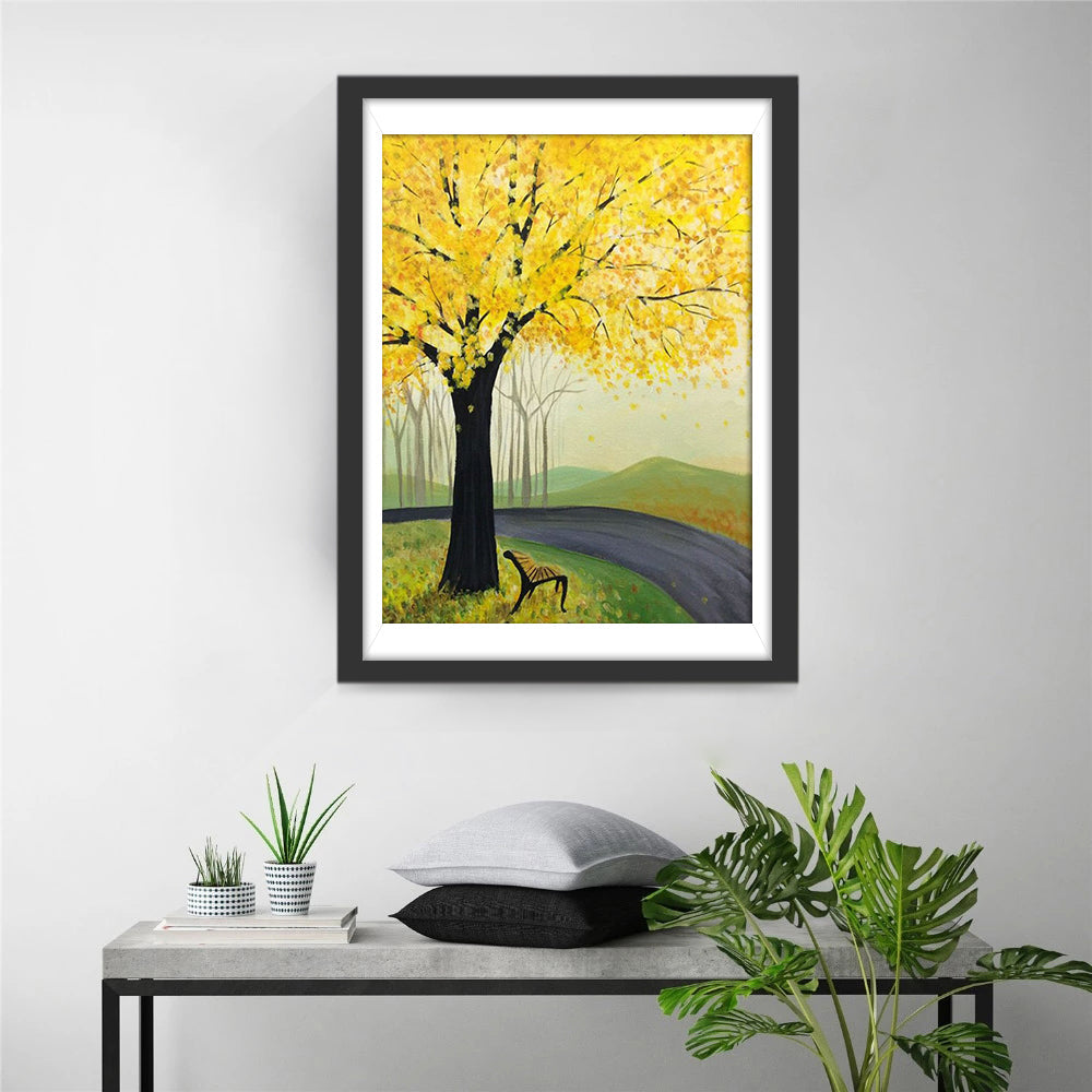 Boom met Gouden Bladeren Diamond Painting