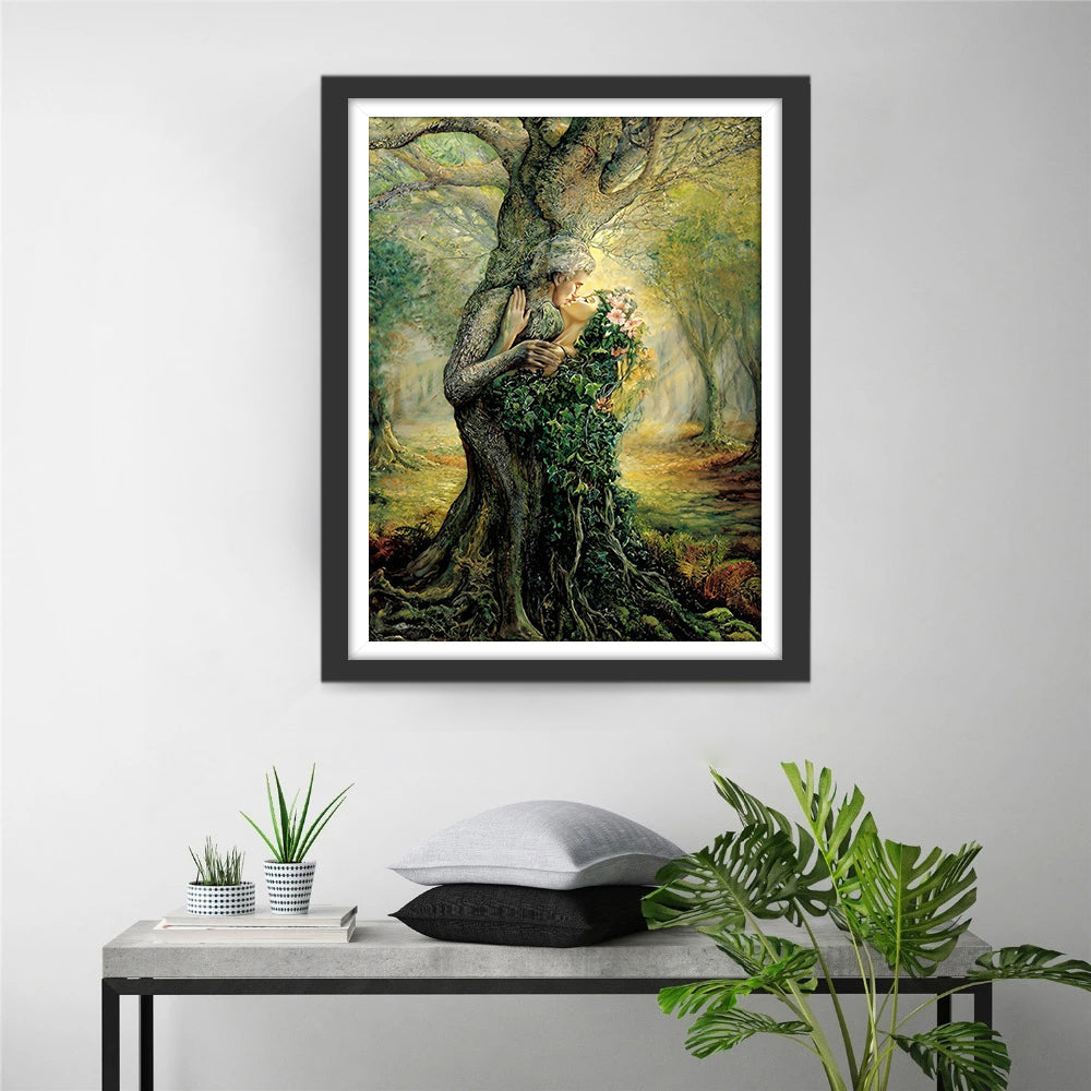 Bosnimfen die Kussen in het Woud Diamond Painting