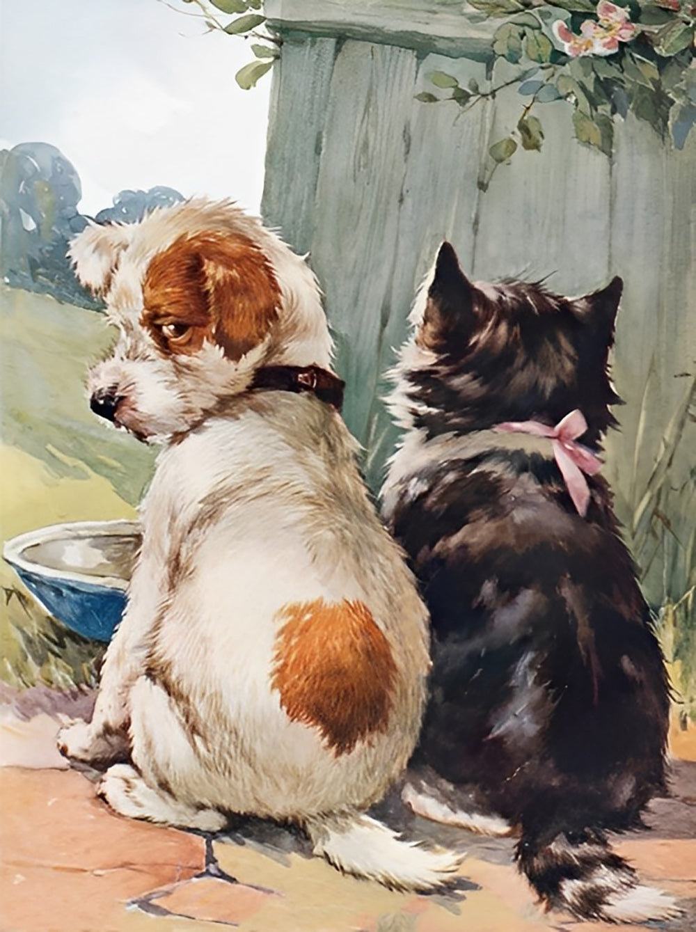 Boze Hond en een Kat Diamond Painting