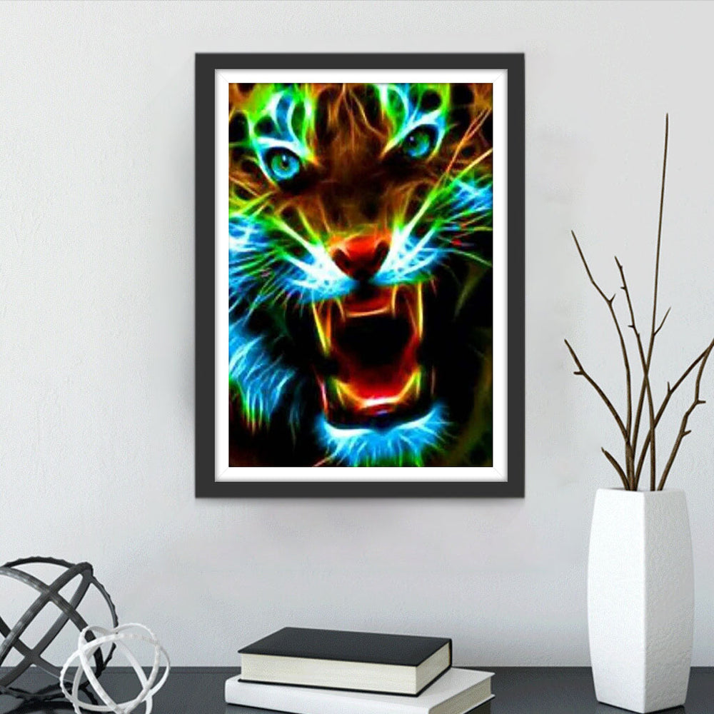 Boze Kleurrijke Tijger Diamond Painting