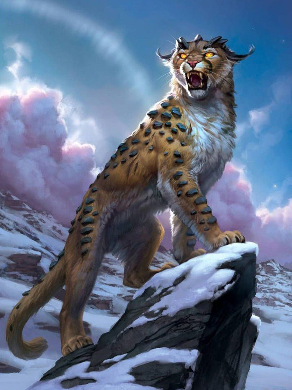Boze Tijger op Besneeuwde Berg Diamond Painting