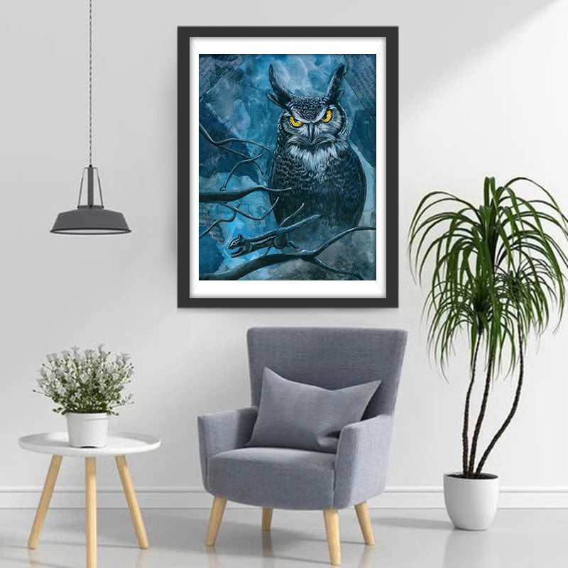 Boze uil op de Begraafplaats Diamond Painting