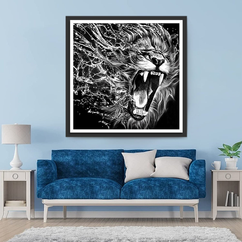 Boze Waterleeuw Diamond Painting