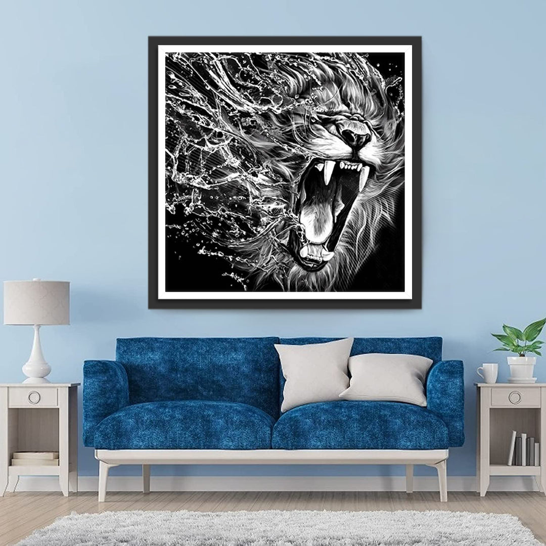 Boze Waterleeuw Diamond Painting