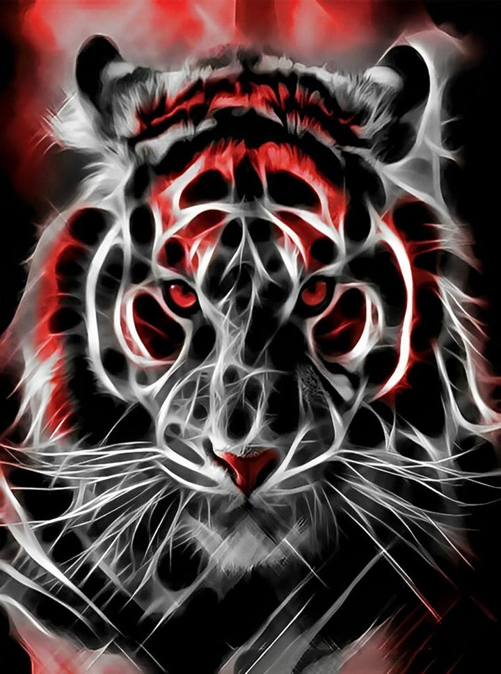 Boze Zwarte en Rode Tijger Diamond Painting
