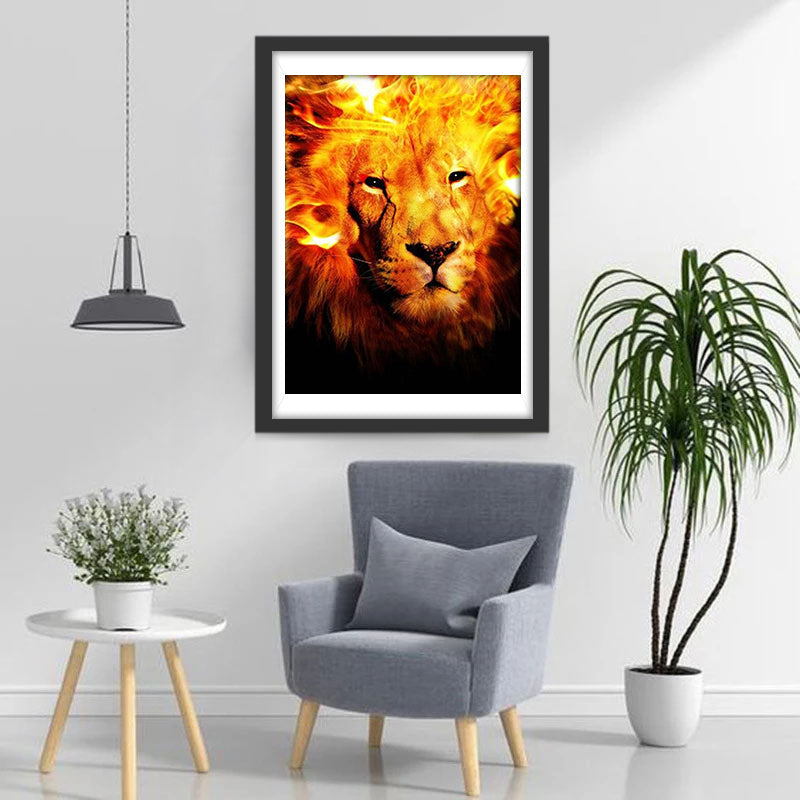 Brandende Leeuwenkop Diamond Painting