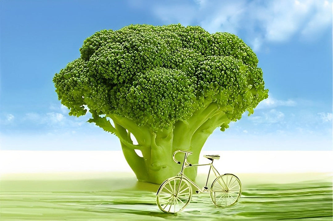Broccoli en Fiets onder Blauwe Hemel Diamond Painting