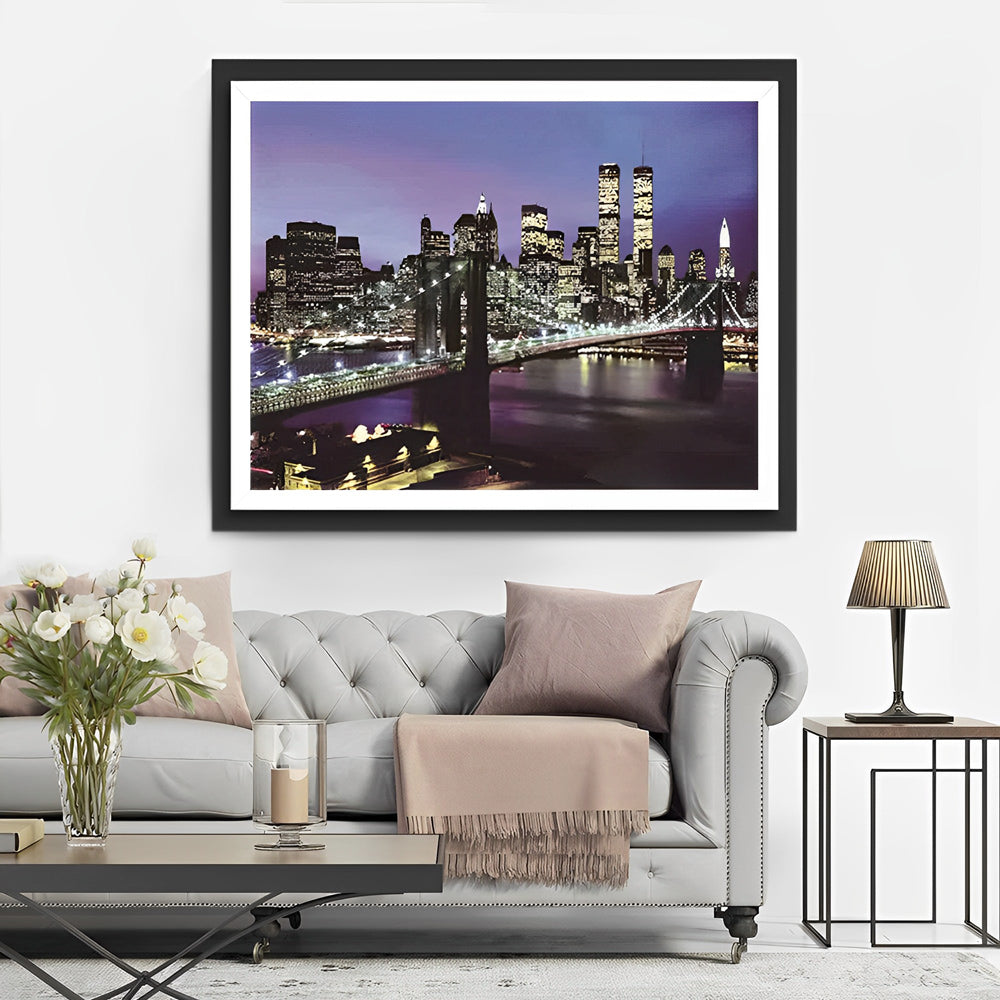 Brooklynbrug als Verbinding en Bruisende Wolkenkrabbers van New York Diamond Painting