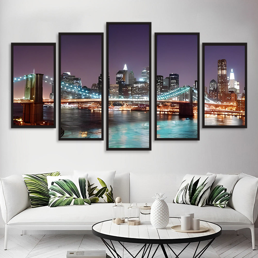 Brooklynbrug in Avondlicht 5 Platen Diamond Painting