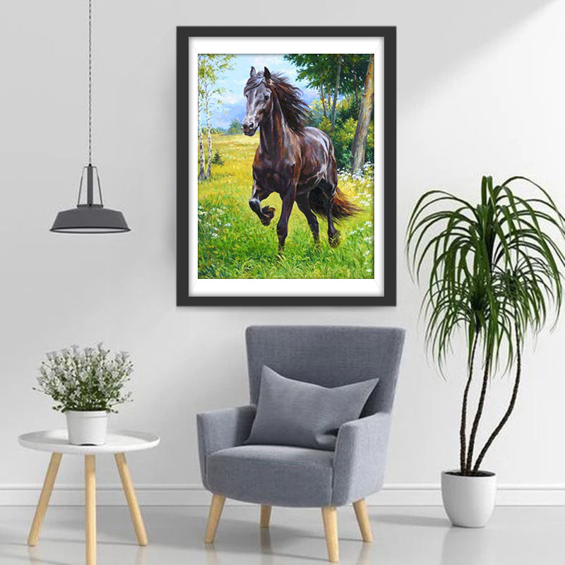 Bruin Paard in de Wei Diamond Painting