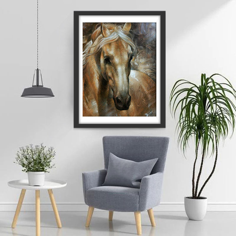 Bruin Paard met Wit Haar Diamond Painting