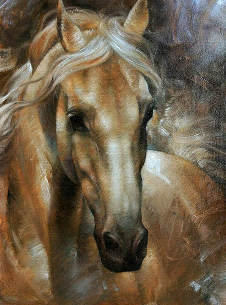 Bruin Paard met Wit Haar Diamond Painting