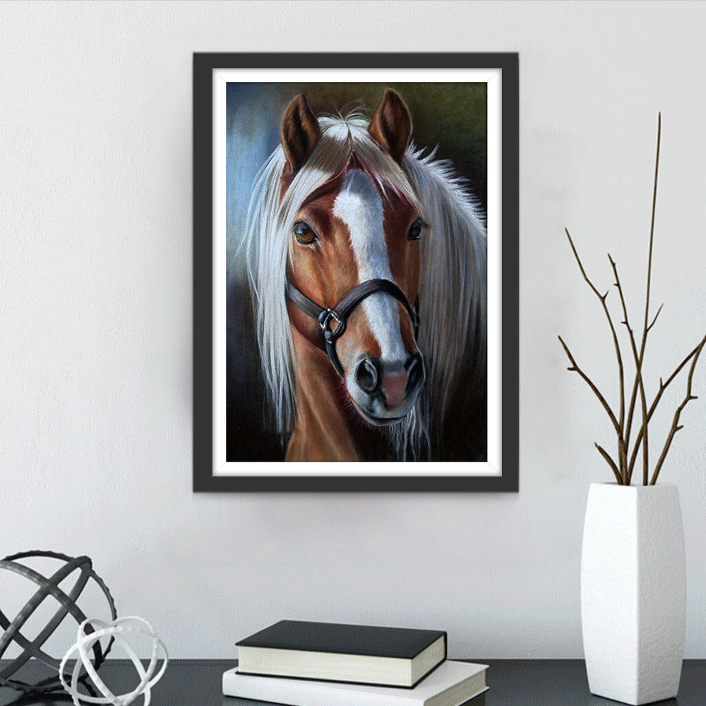 Bruin Paard met Witte Manen Diamond Painting