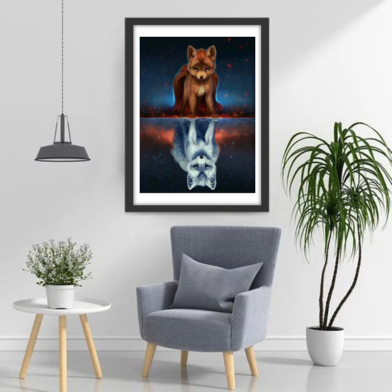 Bruine en Zilveren Vossen Diamond Painting