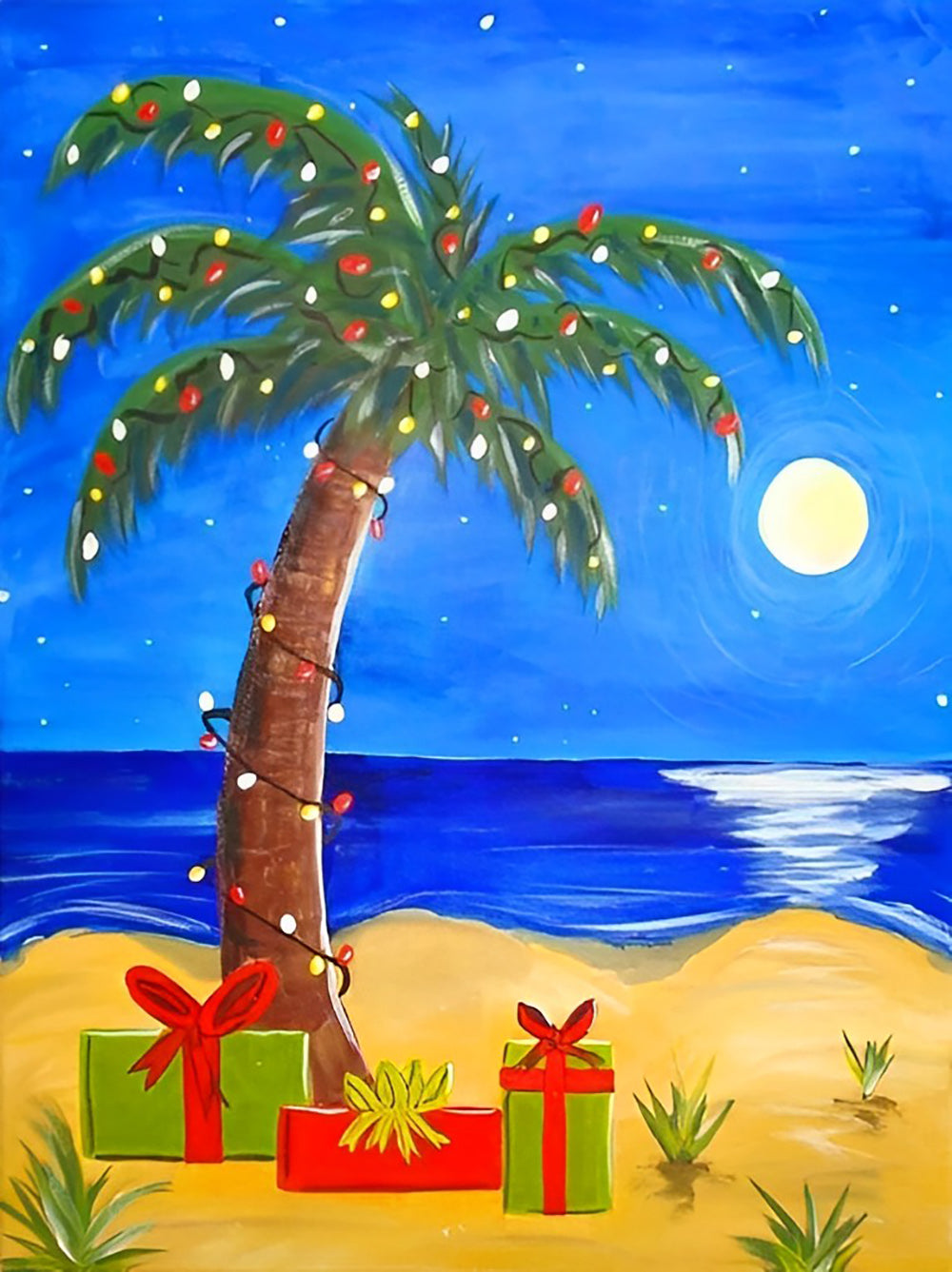 Cadeautjes onder een Kokospalm Diamond Painting