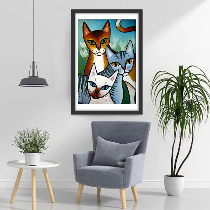 Cartoon Drie Katten Diamond Painting