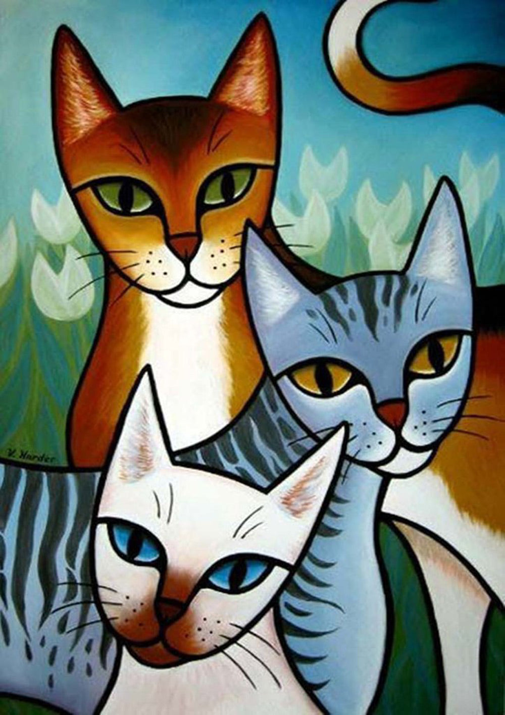 Cartoon Drie Katten Diamond Painting