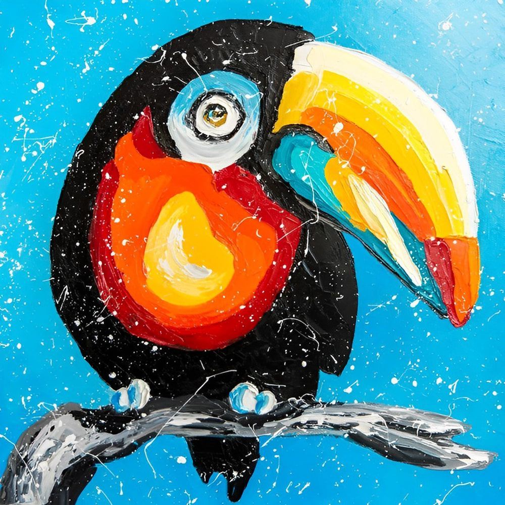 Cartoon Een Toekan op een Tak Diamond Painting