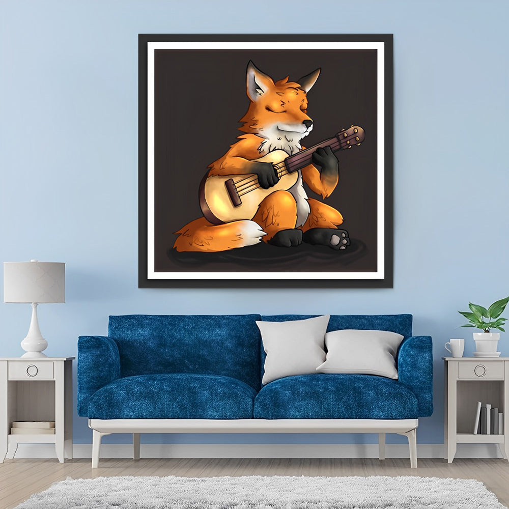 Cartoon Een Vos Speelt Gitaar Diamond Painting