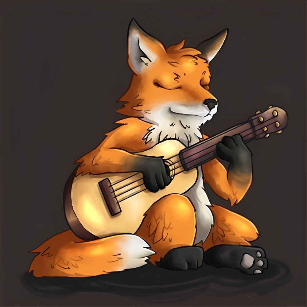 Cartoon Een Vos Speelt Gitaar Diamond Painting