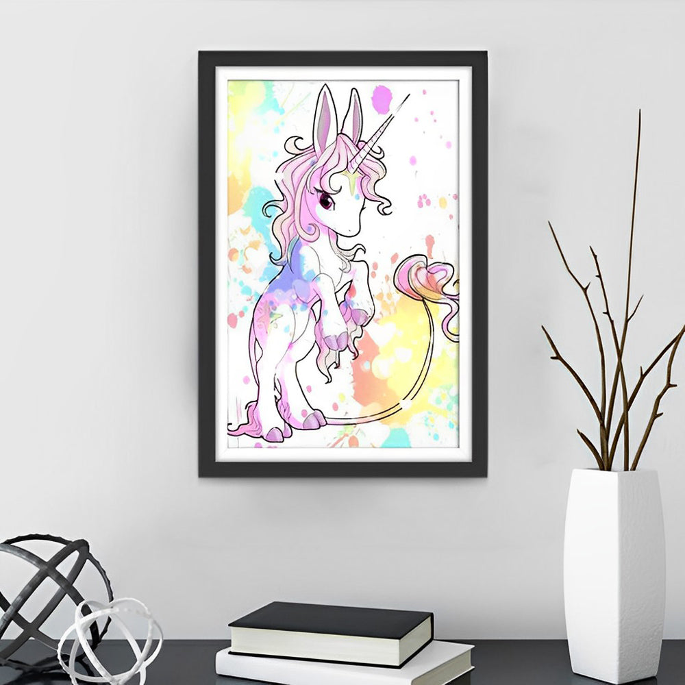 Cartoon Eenhoorn met Lange Staart Diamond Painting