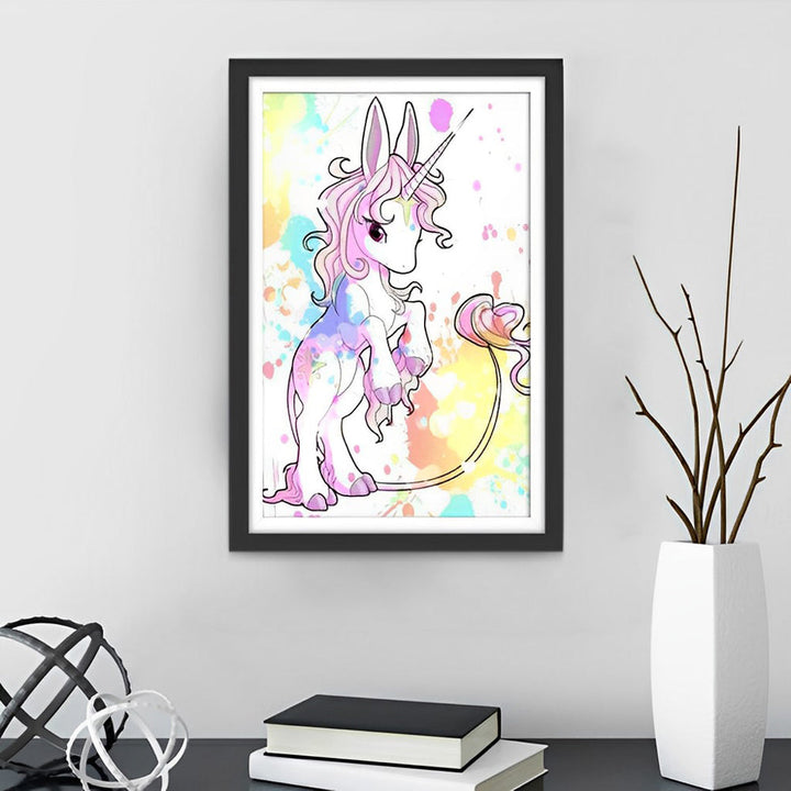 Cartoon Eenhoorn met Lange Staart Diamond Painting