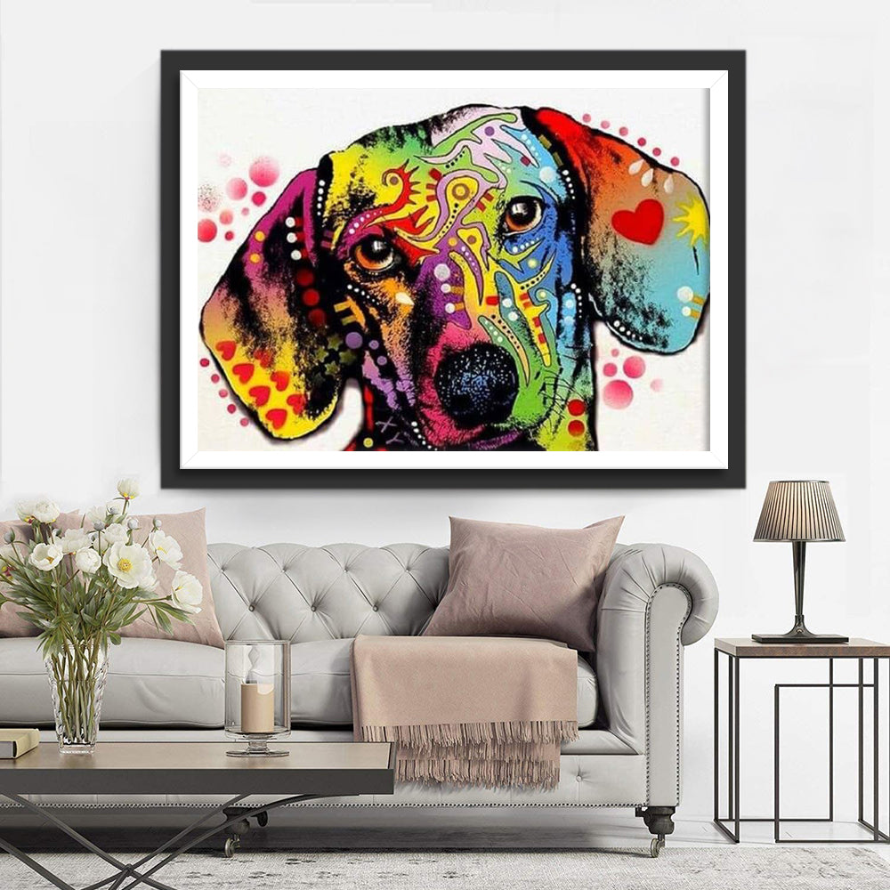 Cartoon Honden met Overal Patronen Diamond Painting