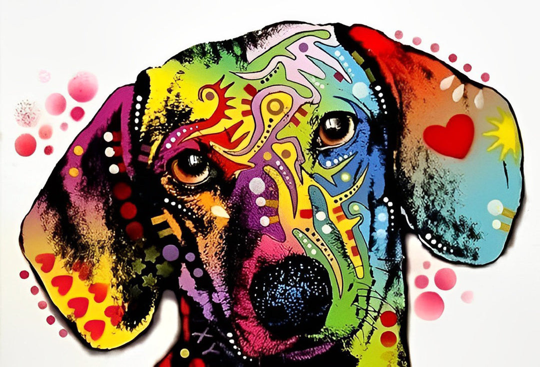 Cartoon Honden met Overal Patronen Diamond Painting