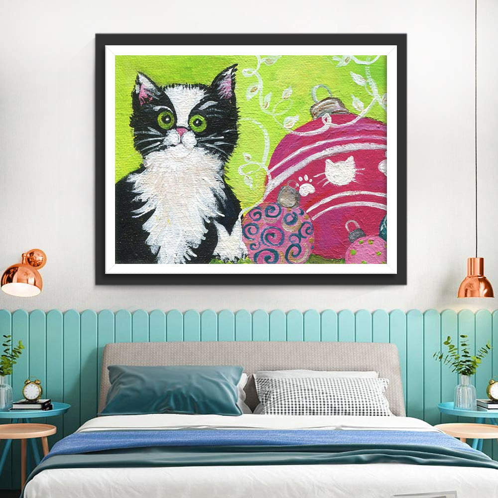 Cartoon Kat en Wol Diamond Painting
