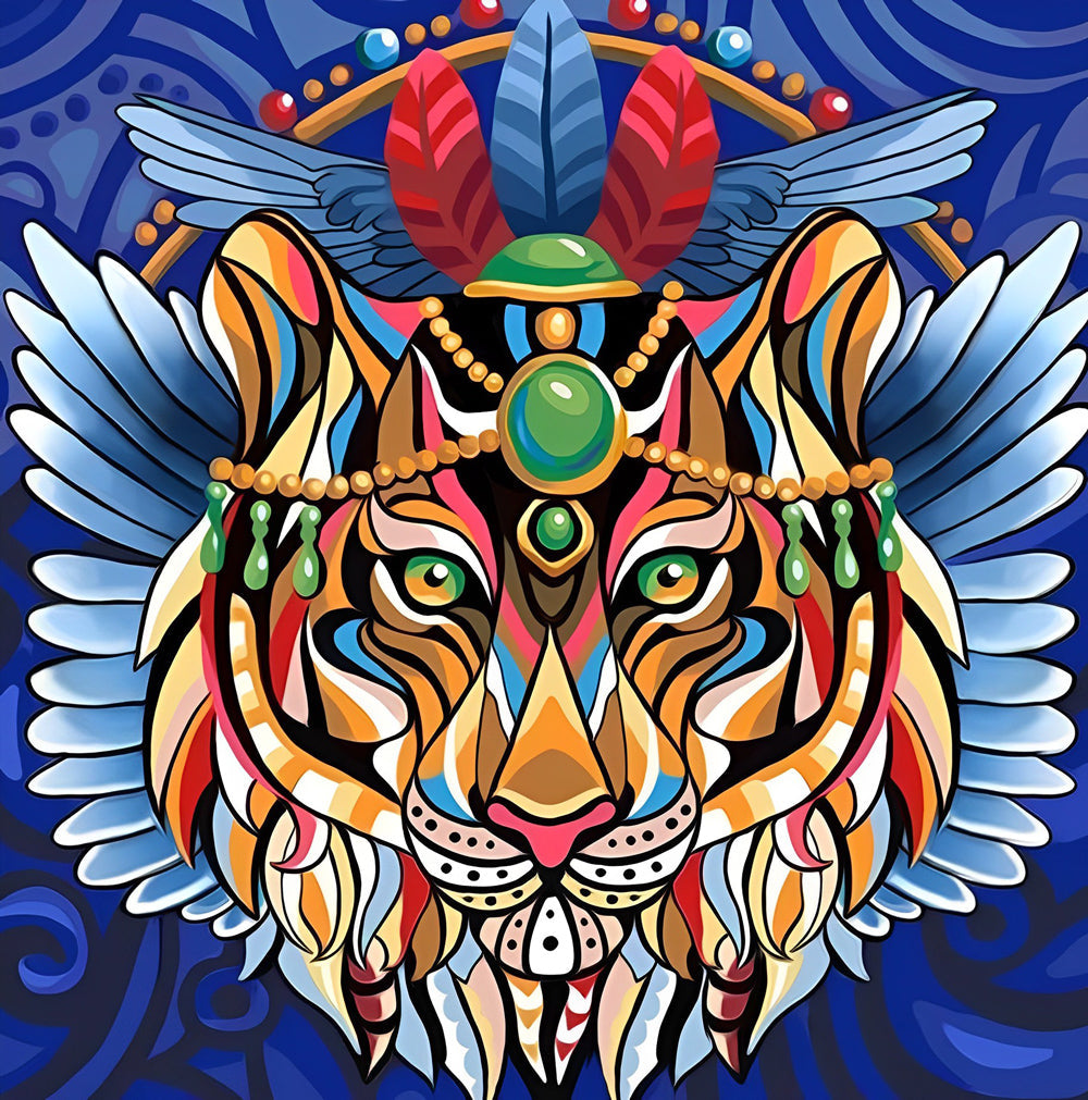 Cartoon Kleurrijk Leeuwenornament Diamond Painting
