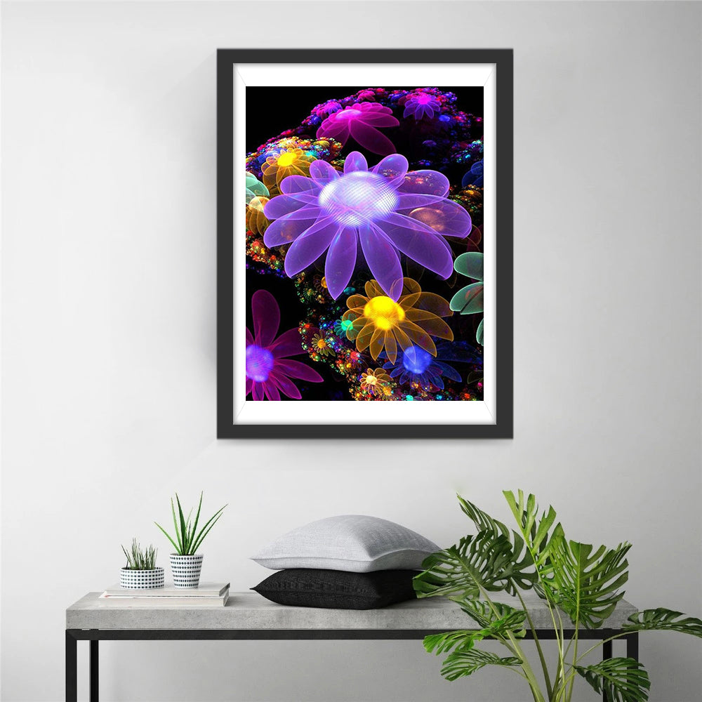 Cartoon Kleurrijke en Doorzichtige Chrysanten Diamond Painting