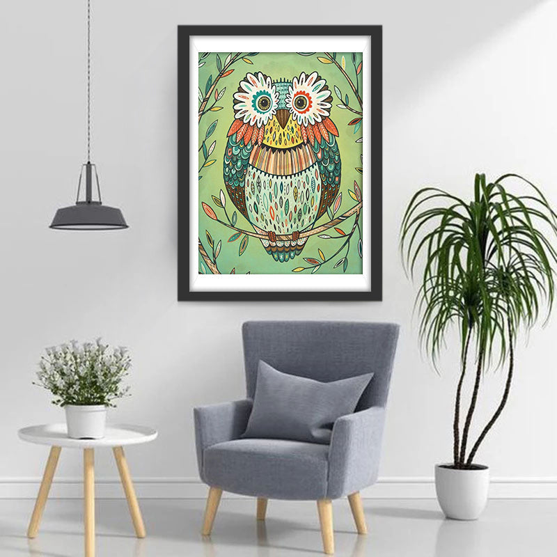 Cartoon Kleurrijke Vermomming Uil Diamond Painting