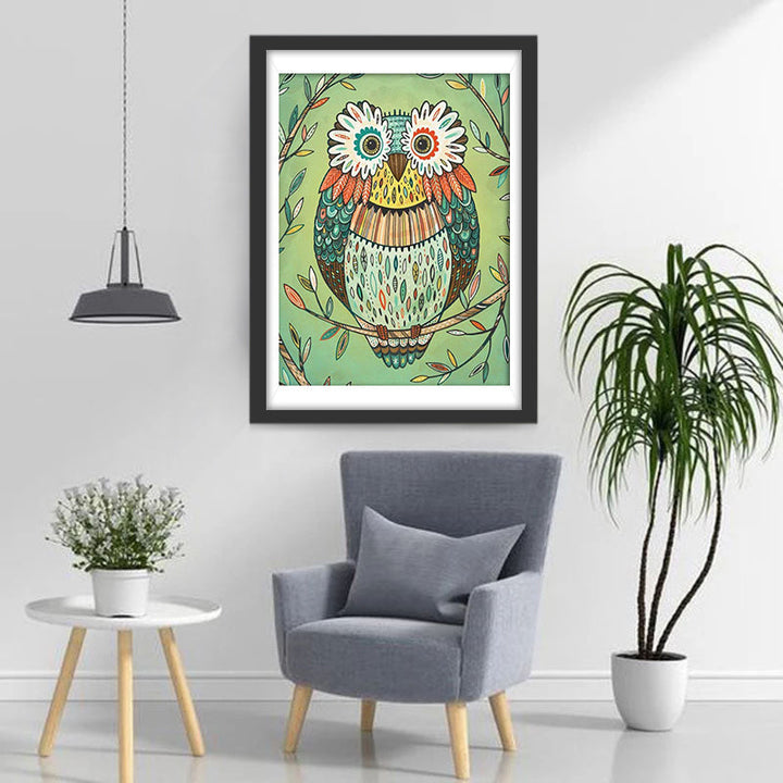 Cartoon Kleurrijke Vermomming Uil Diamond Painting
