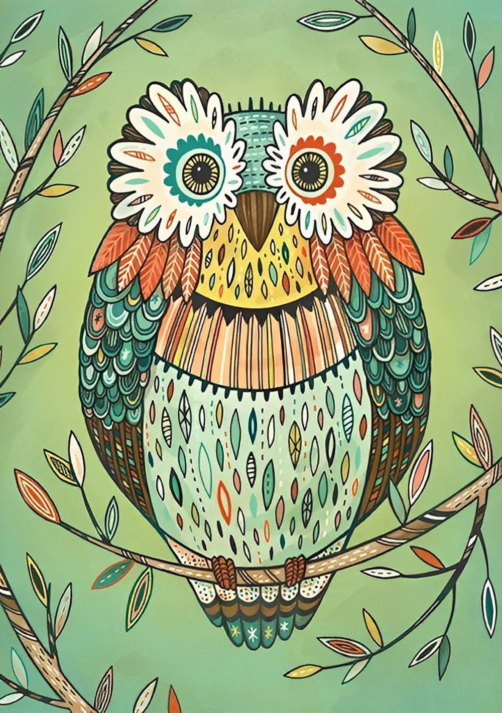 Cartoon Kleurrijke Vermomming Uil Diamond Painting