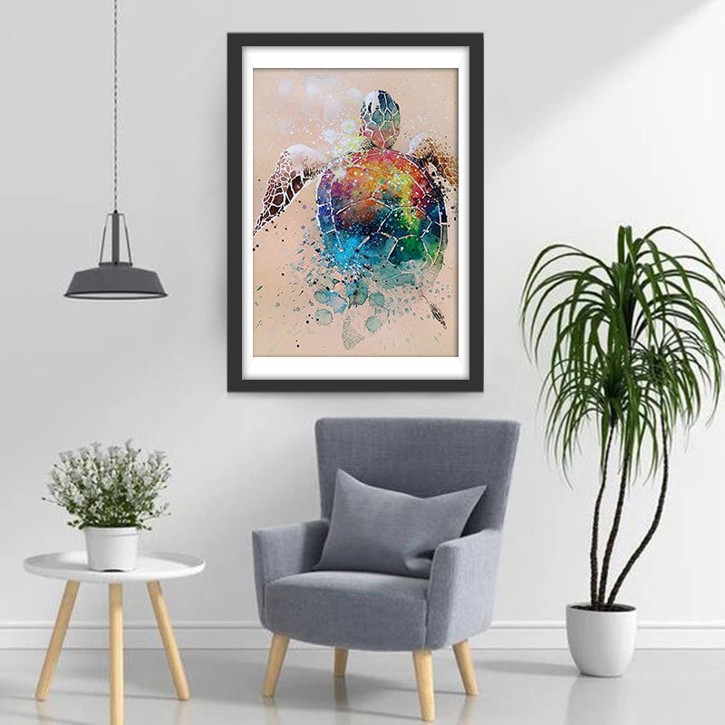 Cartoon Onvolledig Kleurrijke Schildpad Diamond Painting